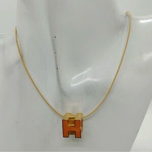 Hermes Necklace Gold Oranges